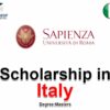 Sapienza University of Rome International Postgraduate Scholarship 2026 In Italy